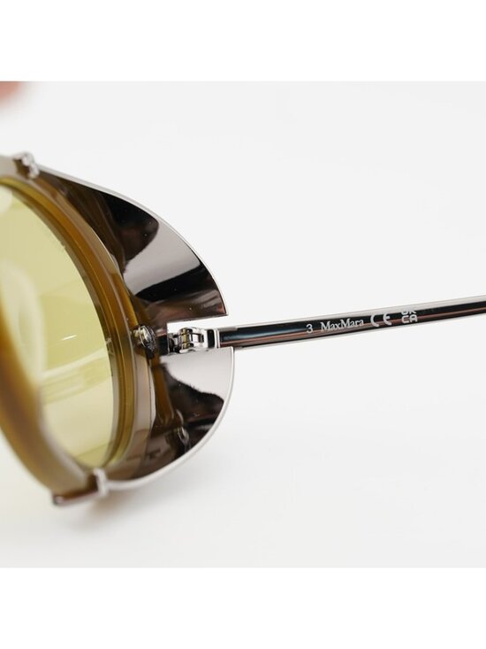 MaxMara SELMA MM0103 96N Sunglasses Shiny Dark Green Oval Frame, Green Lenses